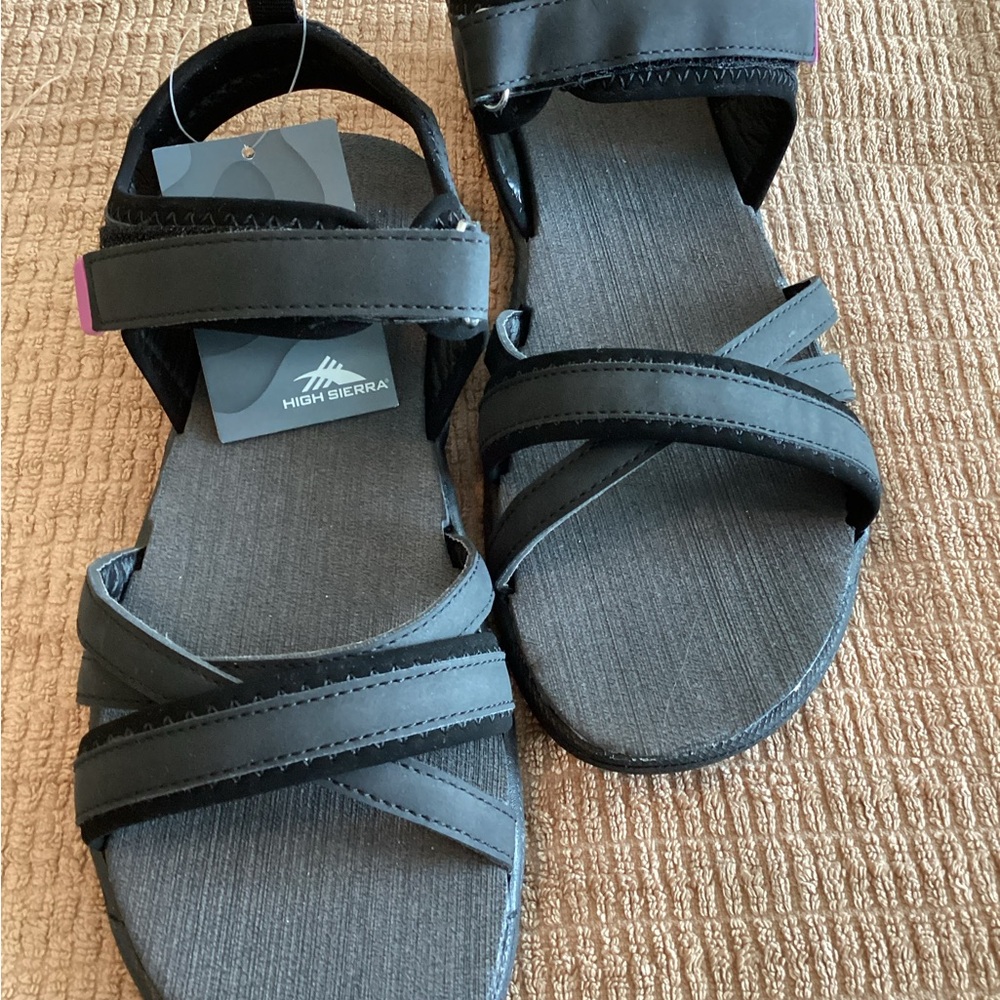 NWT — High Sierra Black Sport Sandals with Adjustable Straps